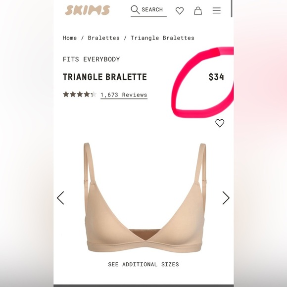 SKIMS FITS EVERYBODY TRIANGLE BRALETTE | STYLE: BR-TRI-2024 |COLOR: CLAY |NEWNWT - Picture 8 of 11